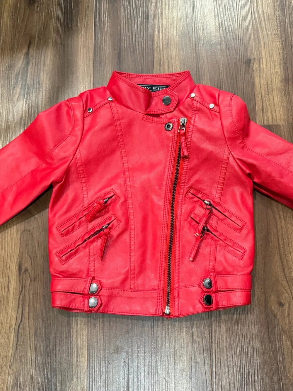 2T - 3T Toddler Red Faux Leather Jacket - excellent condition